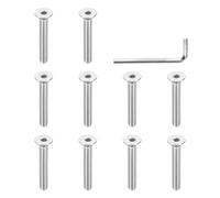 PATIKIL 1/4-20 x 1-3/4" Flat Head Socket Cap Screws, 10 Pcs Flat Countersunk Bolts Hex Socket Drive 304 Stainless Steel Machine Screws UNC Coarse Full Thread with Hex Spanner