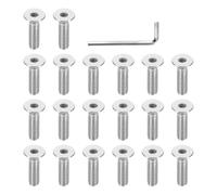 PATIKIL 1/4-20 x 1" Flat Head Socket Cap Screws, 20 Pcs Flat Countersunk Bolts Hex Socket Drive 304 Stainless Steel Machine Screws UNC Coarse Full Thread with Hex Spanner