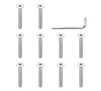 PATIKIL 1/4-20 x 2" Flat Head Socket Cap Screws, 10 Pcs Flat Countersunk Bolts Hex Socket Drive 304 Stainless Steel Machine Screws UNC Coarse Full Thread with Hex Spanner