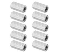 PATIKIL 1/4"-22 UNC Hex Coupling Nuts, 10Pcs 0.86" Long Fully Threaded Rod Coupling Nut Studding Connector Fasteners Galvanized Carbon Steel