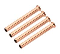 PATIKIL 1/4" (6.35mm) OD Copper Flare Tube Fitting, 4pcs Straight Copper Coupling Welding Joint Pipe Fitting for HVAC Refrigeration Plumbing (Length 60mm)