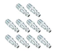 PATIKIL 1/4" Air Fittings Steel, 10Pcs 300PSI Air Male Plug Compressor Connect Fittings for Automotive Industry Air Compressors Mechanical Engineering, Silver
