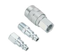 PATIKIL 1/4" Air Hose Fittings Set, 300PSI High Flow 1 Pcs Industrial Type Coupler with 1/4" NPT, 2PCS Plugs with 1/4" NPT for Automotive Industry Air Compressors Mechanical, Silver