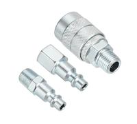 PATIKIL 1/4" Air Hose Fittings Set, 300PSI High Flow 1Pcs Industrial Type Coupler with 1/4" NPT, 2PCS Plugs with 1/4" NPT for Automotive Industry Air Compressors Mechanical, Silver