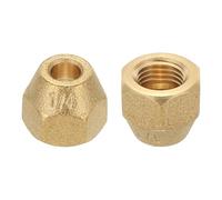PATIKIL 1/4" Brass Flare Nut, 2Pcs 45 Degree SAE Union Tube Fitting Coupling Brass Pipe Fitting Sealing Cap Connector Adapter for Air Conditioner Copper Pipe Extension Gas Line, Matte