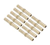 PATIKIL 1/4" Brass Hose Barb Fitting, 10 Pcs Straight Barb Union Fittings Metals Splicer Mender Connector Barbed Adapter Air Hose Repair Kit for Water Oil Fuel Gas