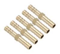 PATIKIL 1/4" Brass Hose Barb Fitting, 5 Pcs Straight Barb Union Fittings Metals Splicer Mender Connector Barbed Adapter Air Hose Repair Kit for Water Oil Fuel Gas