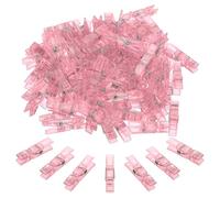 PATIKIL 1.4" Colored Clothes Pins, 60Pcs Mini Colorful Plastic Clothes Clips Strong Grip Photo Clips for Pictures Hanging Clothes Decorative Crafts, Transparent Pink