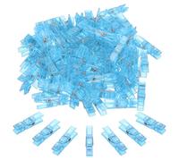 PATIKIL 1.4" Colored Clothes Pins, 60Pcs Mini Colorful Plastic Clothes Clips Strong Grip Photo Clips for Pictures Hanging Clothes Decorative Crafts, Transparent Blue