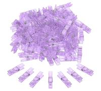 PATIKIL 1.4" Colored Clothes Pins, 60Pcs Mini Colorful Plastic Clothes Clips Strong Grip Photo Clips for Pictures Hanging Clothes Decorative Crafts, Transparent Purple