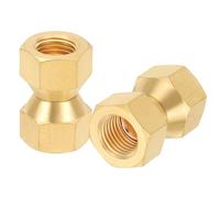 PATIKIL 1/4" Female Flare by 1/4" Female Flare Swivel Brass Adapter, 2 Pcs Coupling Brass Pipe Fittings Female Swivel Nut Union Flare Tubing Fitting Valve Connector for Refrigeration