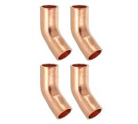 PATIKIL 1/4" ID 0.8mm Thick Elbow Copper Fitting, 4Pcs 99.9% Pure Copper Pipe Fitting 45 Degree Short Radius Tube Connector Sweat Solder for HVAC Refrigeration System
