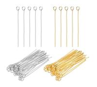 PATIKIL 1.4 Inch Eye Pins, Jewelry Making Headpins Straight Pins Findings Bendable for DIY Craft Bracelet Necklace Earring Pendant Making Supplies-400Pcs(Silver Gold)