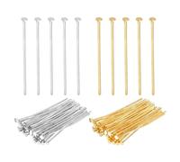 PATIKIL 1.4 Inch Flat Head Pins, Jewelry Making Headpins Straight Pins Findings Bendable for DIY Craft Bracelet Necklace Earring Pendant Making Supplies-400Pcs(Silver Gold)