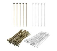 PATIKIL 1.4 Inch Flat Head Pins, Jewelry Making Headpins Straight Pins Findings Bendable for DIY Craft Bracelet Necklace Earring Pendant Making Supplies-400Pcs(Silver Bronze)