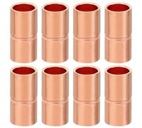 PATIKIL 1/4 Inch ID Copper Coupling Fittings, 8 Pcs Rolled Tube Stop Straight Pipe Fitting Welding Joint for HVAC Air Conditioning Plumbing Refrigeration