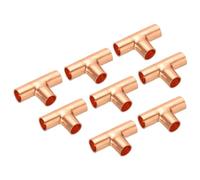 PATIKIL 1/4 Inch ID Tee Copper Fitting, 8 Pack 3 Way Welding Joint Pressure Pipe Fitting with Sweat Connection for HVAC, Air Conditioner, Plumbing