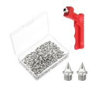 PATIKIL 1/4 Inch Steel Track Spikes, 120 Pack Sports Shoes Spikes Replacement Accessories with Spike Wrench for Long Jumping Running, Silver Tone