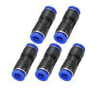 PATIKIL 1/4 Inches Push to Connect Fittings, 5Pcs Plastic Air Line Hose Fitting Quick Release Pneumatic Connectors Straight Union Two Way Coupler for Tube, Blue