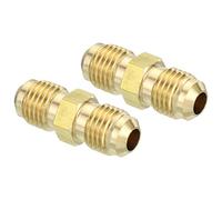 PATIKIL 1/4" Male x 1/4" Male Brass Flare Union Connector, 3 Pcs Gas Adapter Brass Tube Coupler Pipe Fitting for Hose Fitting
