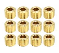 PATIKIL 1/4" NPT Brass Hex Countersunk Plugs, 12 Pack Counter Sunk Internal Hex Thread Socket Pipe Plugs Male Fittings for Water Oil Gas Pipeline