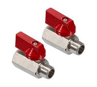 PATIKIL 1/4 NPT Brass Mini Ball Valve, 2 Pack NPT Female to Male Shut-Off Valve for Pipe Coupler Connector, Red