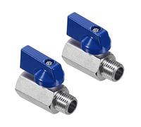 PATIKIL 1/4 NPT Brass Mini Ball Valve, 2 Pack NPT Female to Male Shut-Off Valve for Pipe Coupler Connector, Blue