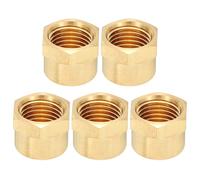 PATIKIL 1/4" NPT Female Brass Pipe Fitting Cap, 5Pcs Hex Head Brass Tubing Cap Thread Ends Cap Sealing Fittings for Refrigeration, Gas, Air, Water, Oil Line, Brass Tone