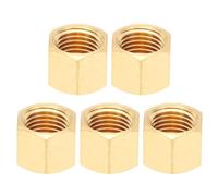 PATIKIL 1/4" NPT Female Brass Pipe Fitting Cap, 5Pcs Outer Hex Thread Socket Plug Ends Sealing Cap Stop Valve Connector for Faucets Tap Irrigation System