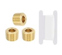 PATIKIL 1/4" NPT Male Pipe Plug Fitting, 5Pcs Brass Hex Counter Sunk Plug Brass Male Connector Socket for Closing The End of Pipe Industrial Machinery Fittings