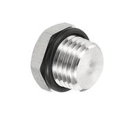 PATIKIL 1/4 NPT Male Plug, 1 Pack Waterproof Dustproof 304 Stainless Steel Thread Hex Head Socket Solid Pipe Fitting with Sealing Rubber Ring