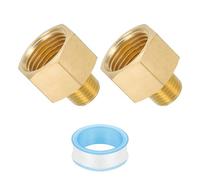PATIKIL 1/4" NPT Male x 1/2" NPT Female Brass Pipe Fitting, Pipe Extension Connectors Reducer Adapter for Air LP Gas with PTFE Tape - 2PCS