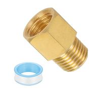 PATIKIL 1/4" NPT Male x 1/4" NPT Female Brass Pipe Fitting, Pipe Extension Connectors Reducer Adapter for Air LP Gas with PTFE Tape - 1PCS