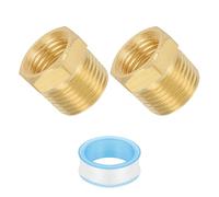 PATIKIL 1/4" NPT Male x 3/8" NPT Female Brass Pipe Fitting, Pipe Extension Connectors Reducer Adapter for Air LP Gas with PTFE Tape - 2PCS