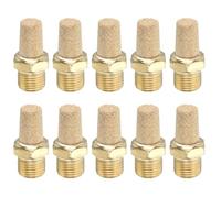 PATIKIL 1/4" PT Brass Pneumatic Muffler, 10 Pcs Protruding Sintered Exhaust Air Compressor Muffler Filters Solenoid Valve Fitting for Valves Cylinders Oil Tanks Air Tools, Golden
