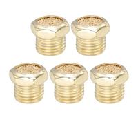 PATIKIL 1/4" PT Brass Pneumatic Muffler, 5 Pcs Flat Sintered Exhaust Air Compressor Muffler Filters Solenoid Valve Fitting for Valves Cylinders Oil Tanks Air Tools, Golden