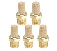PATIKIL 1/4" PT Brass Pneumatic Muffler, 5 Pcs Protruding Sintered Exhaust Air Compressor Muffler Filters Solenoid Valve Fitting for Valves Cylinders Oil Tanks Air Tools, Golden