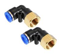 PATIKIL 1/4" Push to Connect Fitting, 2 Pack PT Female Thread 90 Degree Connect 8mm Tubing Elbow and Straight Combination Air Tube Fitting Pneumatic Quick Connect Adapter, Blue