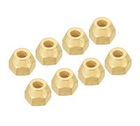 PATIKIL 1/4 SAE Thread Brass Flare Nut, 8 Pack 45 Degree Flared Tube Fitting Nut Hydraulic Pipe Fitting for Air Conditioner Water Gas Line, Matte Surface