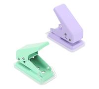 PATIKIL 1/4" Single Hole Punch, 2 Pcs Mini Portable Small Hole Puncher 6 Sheet Punch Capacity Metal Paper Puncher for Tag DIY Craft Scrapbook Ticket, Green/Purple