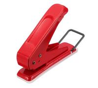PATIKIL 1/4" Single Hole Punch, Handheld Heavy Duty Hole Puncher Press Metal Paper Puncher for Tag DIY Craft Scrapbook Ticket, Red