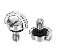 PATIKIL 1/4" Stainless Steel D Ring Screw, 2Pcs Ring Camera Screws Fixing Screw for Tripod DSLR Shoulder Straps Wrist Strap Sling, Silver