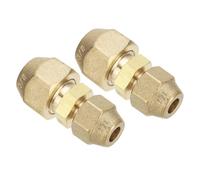 PATIKIL 1/4" to 3/8" Pipe Extension Joint Connector, 2pcs Free Welding Brass Pipe Coupler Reducer Adapters with 4pcs Flare Nuts for Air Conditioner Refrigeration