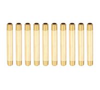 PATIKIL 1/4" x 1/4" NPT Male Brass Pipe Fitting Long Nipple, 10Pcs 4" Long Straight Pipe Fitting Connector Extender for Fuel, Air, Water, Oil, Gas System Connection, 1200PSI