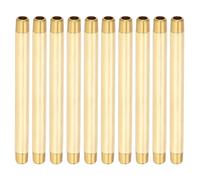 PATIKIL 1/4" x 1/4" NPT Male Brass Pipe Fitting Long Nipple, 10Pcs 6" Long Straight Pipe Fitting Connector Extender for Fuel, Air, Water, Oil, Gas System Connection, 1200PSI