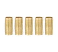 PATIKIL 1/4IP Standard Thread Brass Lamp Pipe Nipple, 5 Pcs 25mm/ 1" Length Hollow Tube Adapter Coupler Connector Pipe Fitting Hardware DIY Repair Part for Lamp Lights