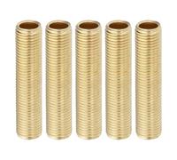 PATIKIL 1/4IP Standard Thread Brass Lamp Pipe Nipple, 5 Pcs 65mm/ 2.6" Length Hollow Tube Adapter Coupler Connector Pipe Fitting Hardware DIY Repair Part for Lamp Lights