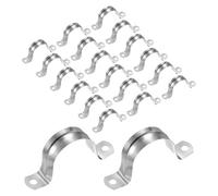PATIKIL 1-5/8" 2 Hole U Bracket Conduit Clamps, 20PCS Stainless Steel Rigid Pipe Strap for Fixing Water Pipe Cables Securing Hoses Tube Fuel Lines, Silver