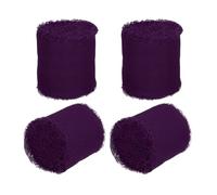 PATIKIL 1.5 in x 5 Yard Chiffon Ribbon, 4 Rolls Handmade Fringe Silk Ribbon Frayed Edges for DIY Decor Bridal Bouquets Wedding Invitations Gift Wrapping, Drak Purple