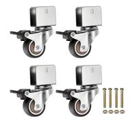 PATIKIL 1.5 Inch Caster Wheels, 4 Pcs Swivel Casters with Break 0.8" U Bracket Opening 55 Lb Capacity Per Caster for Furniture Office Chairs Carts and Cabinets, Brown
